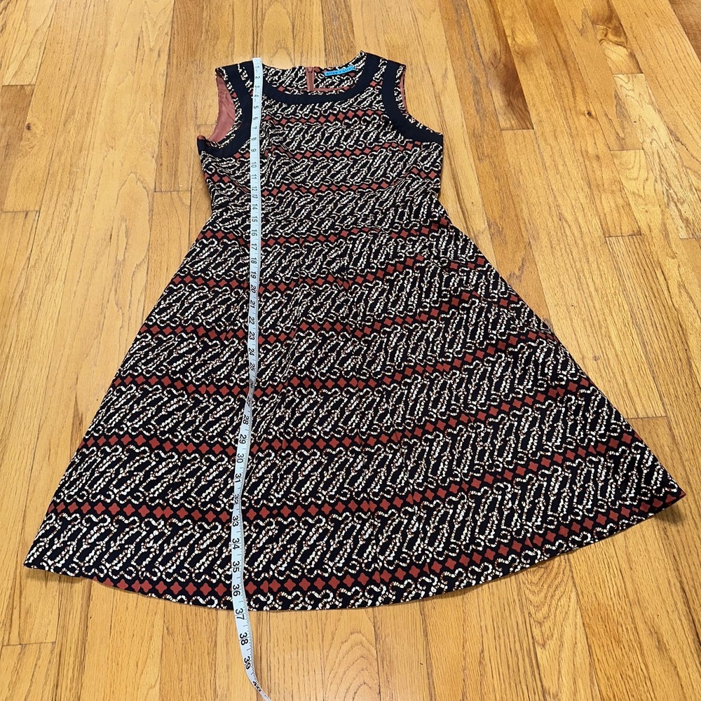 Alice + Olivia Dress Fit & Flare Sleeveless Lined Pattern Cocktail Fall Contrast - Picture 8 of 8